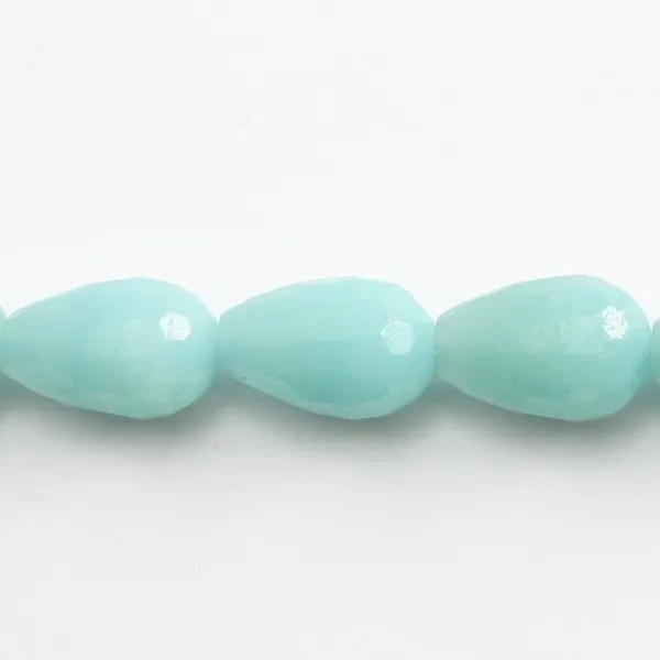 Amazonita, gota redonda facetada, 10x14mm x 40cm