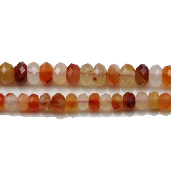 Carnelian, faceted rondelle, 5x8mm x 38cm