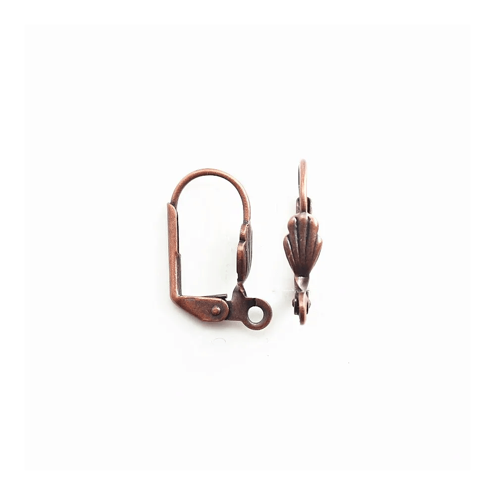 Dormeuse with shell Old copper tone  x 16mm x 4pcs