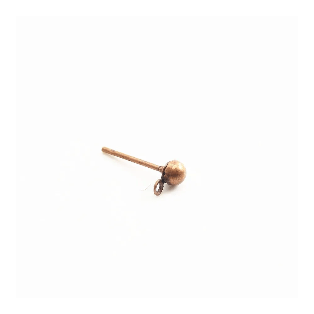 Clous d´oreilles demi-boule cuivré 3mm x 10pcs