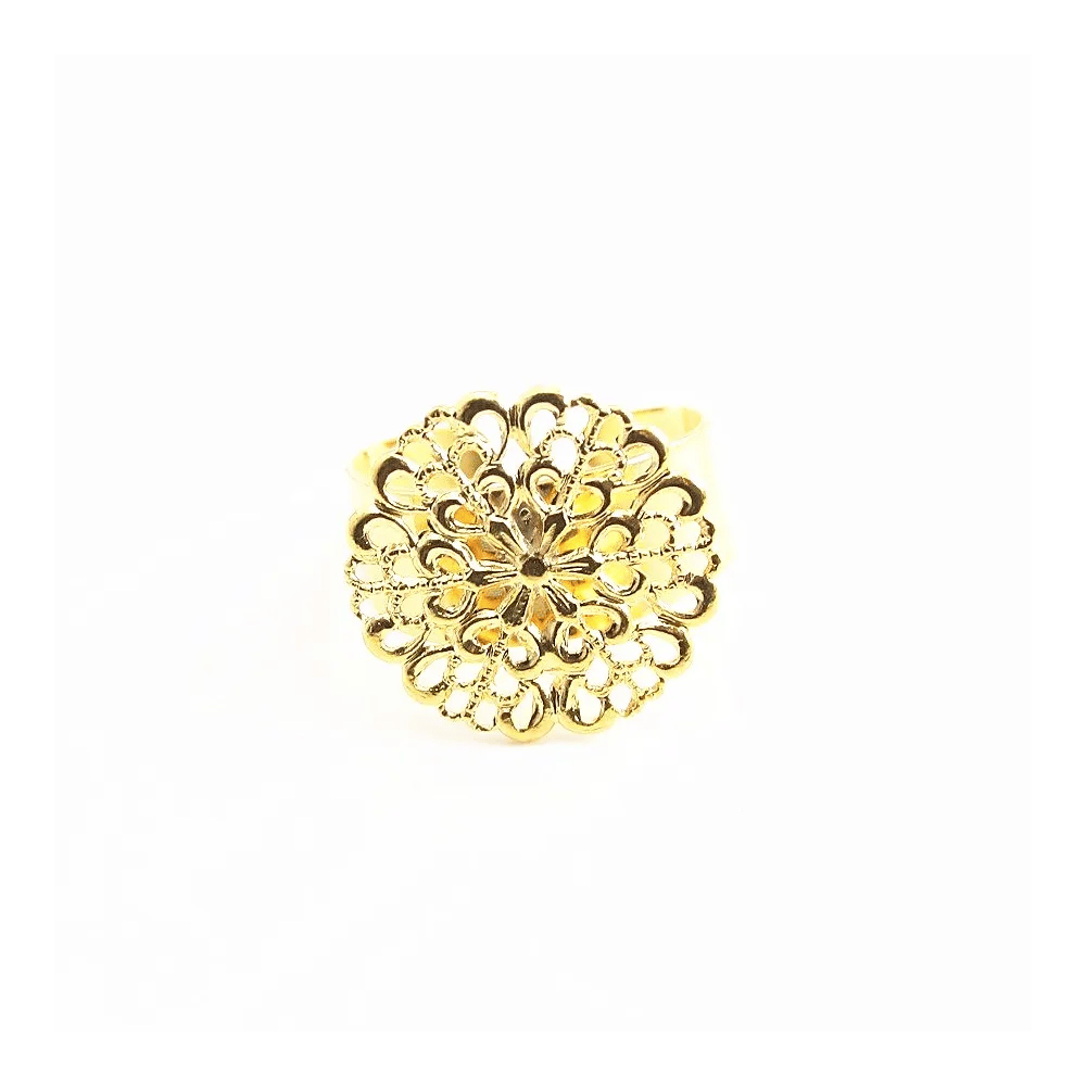 Bague réglable support estampe dorée 19.5mm x 1pc