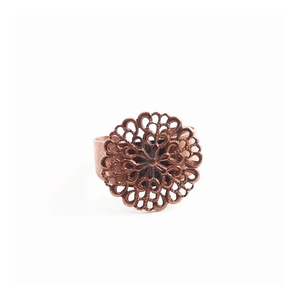Bague réglable support estampe cuivre 19.5mm x 1pc