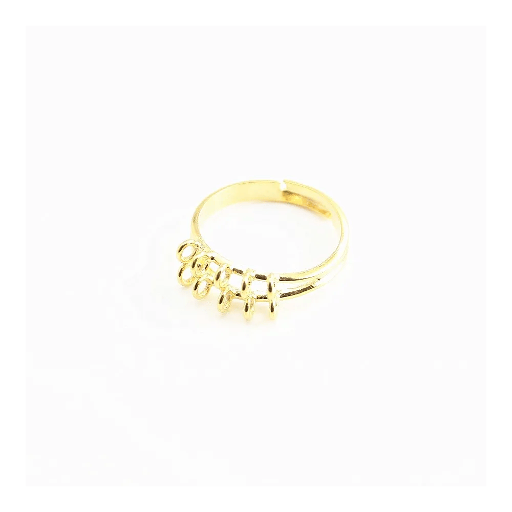 Bague réglable 10 anneaux dorée x 1pc
