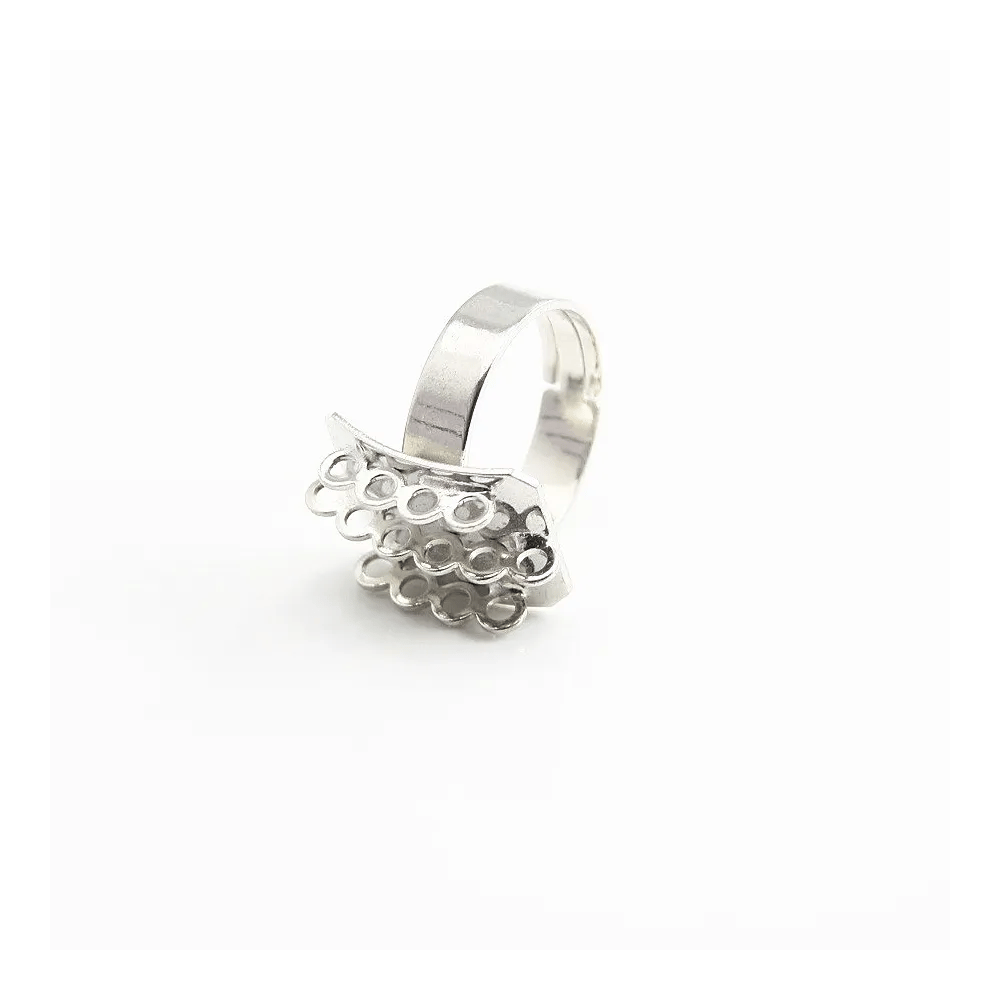 Bague réglable 14 anneaux argenté x 1pc