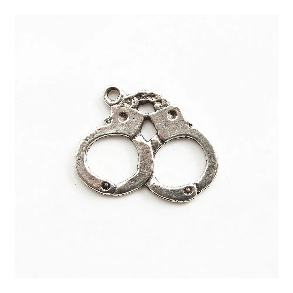 Breloque en menottes argenté vieilli 20mm x 1pc