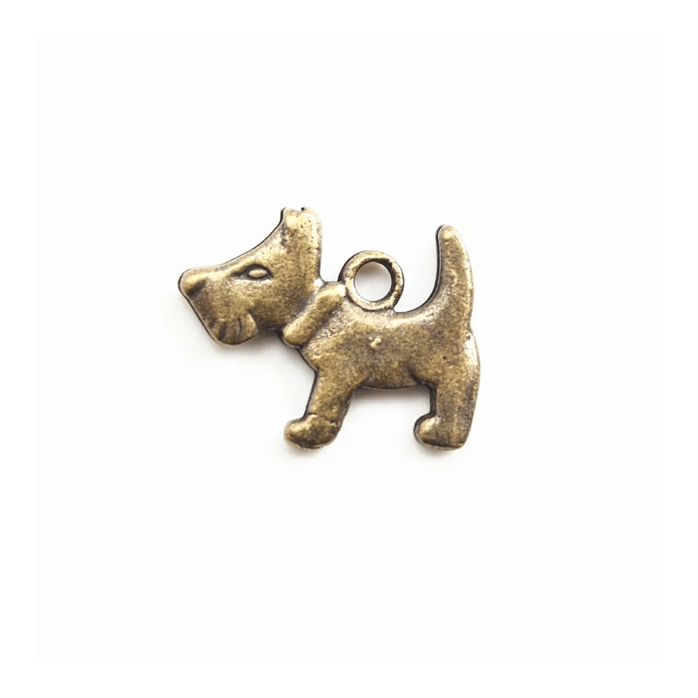 Breloque chien bronze 15mm x 2pcs