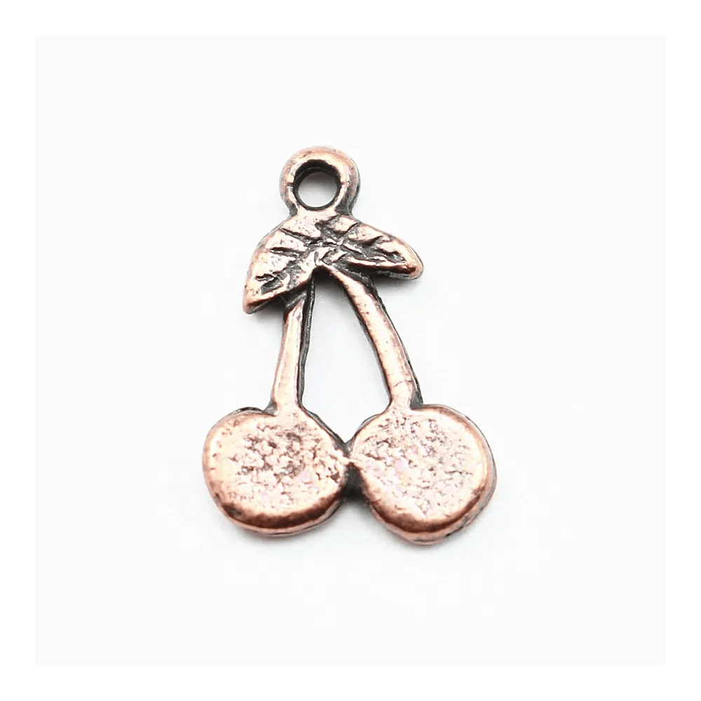 Breloque cerise cuivre 15mm x 2pcs
