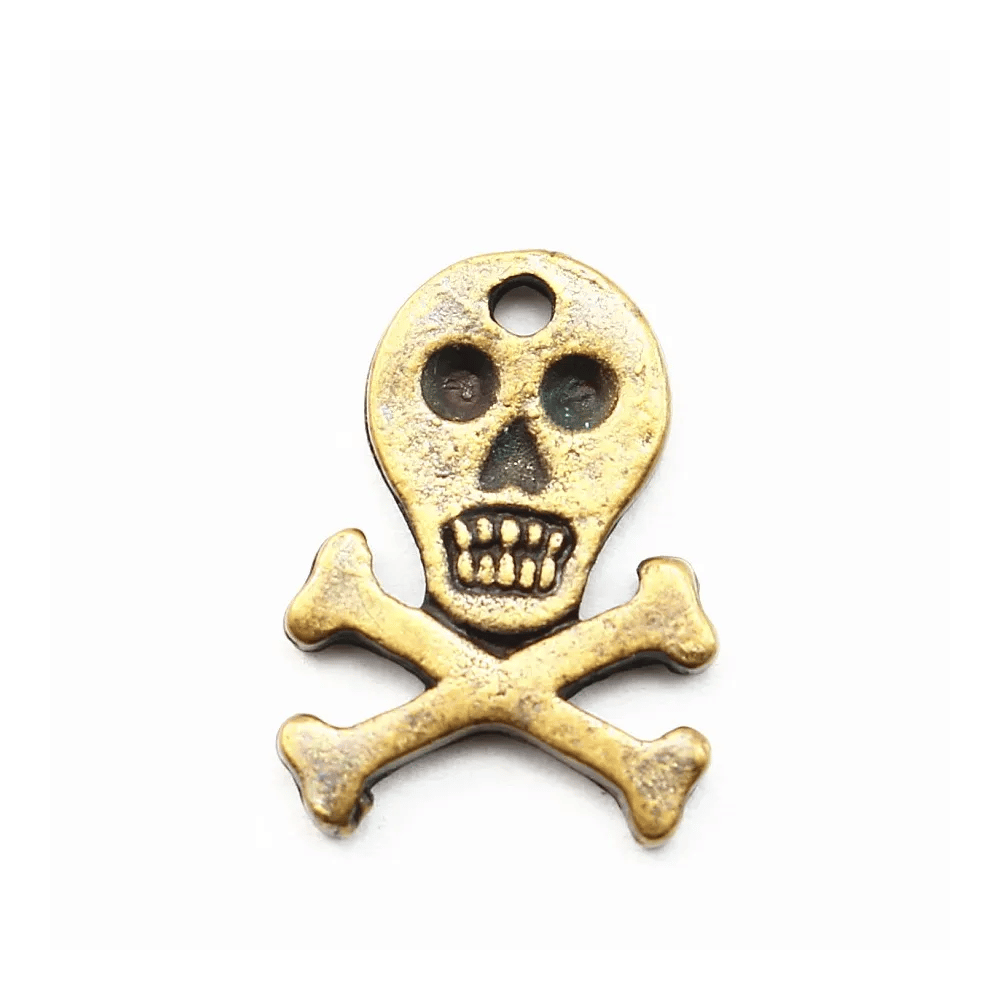 Breloque tête de mort bronze 15mm x 2pcs