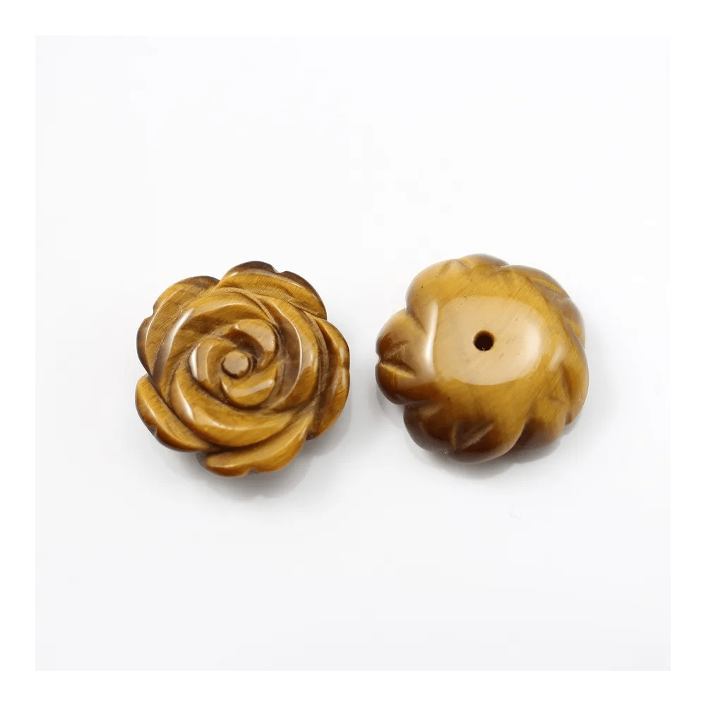 Cabochon oeil de tigre fleur  15mm x 1pc