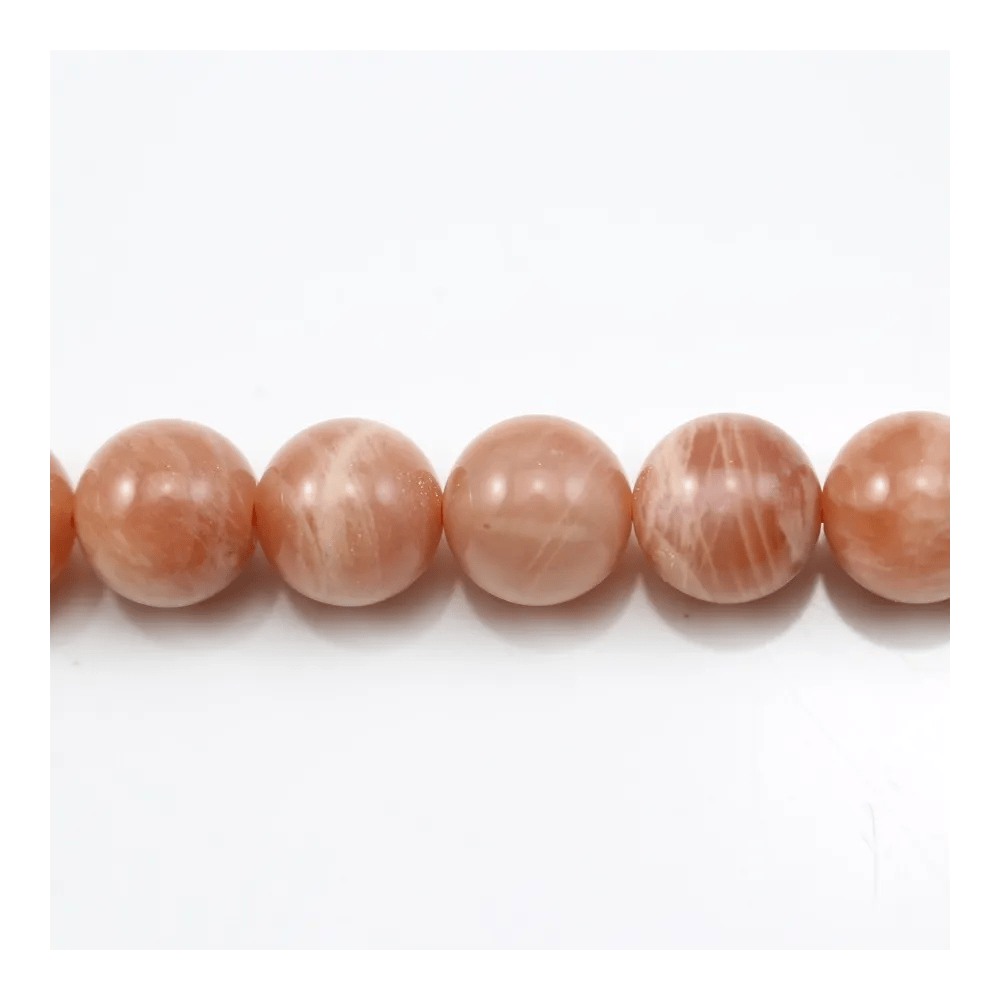 Pietra di luna arancione rotonda 14mm x 40cm