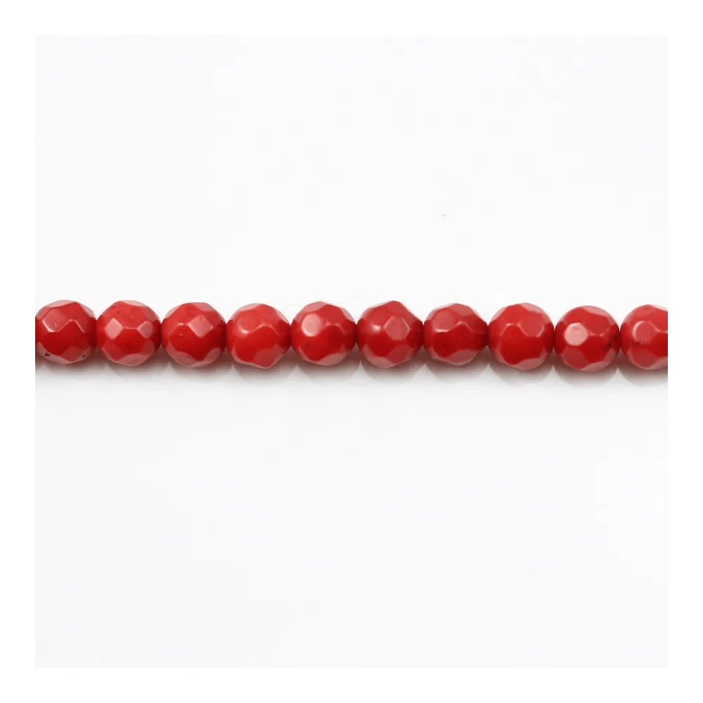 Bambou mer teinte rouge Rond Facette 4mm x 40cm
