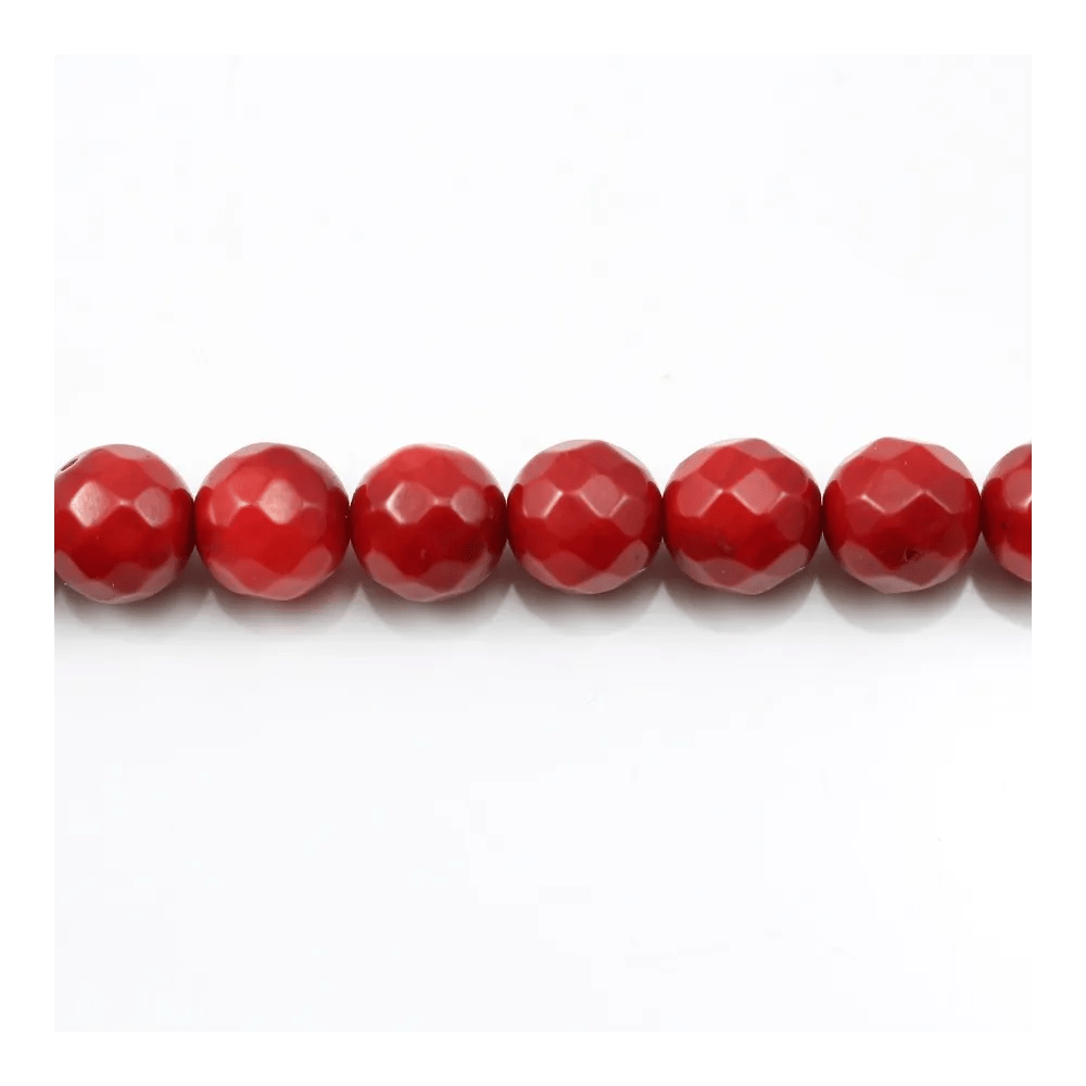 Bambou mer teinte rouge Rond Facette 8mm x 40cm