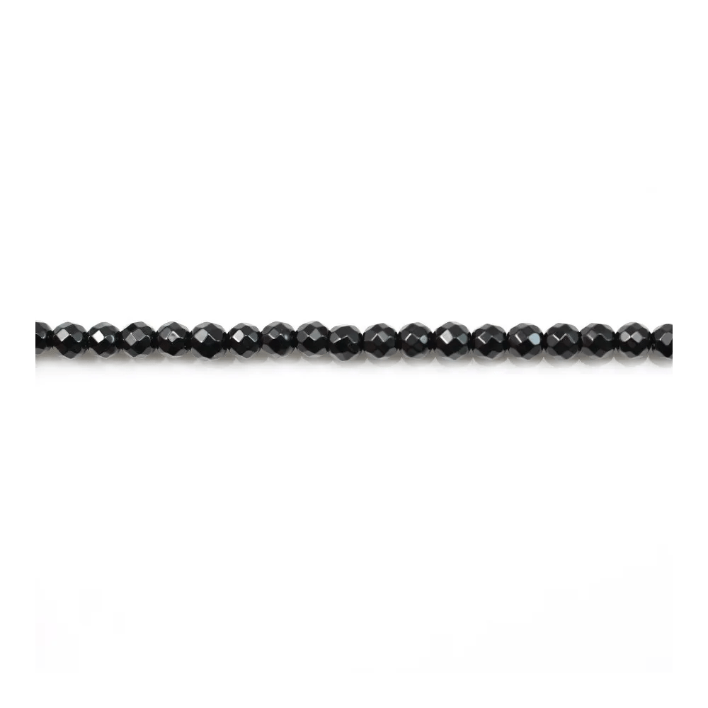 Onyx noir, ronde facette, 3mm x 40cm