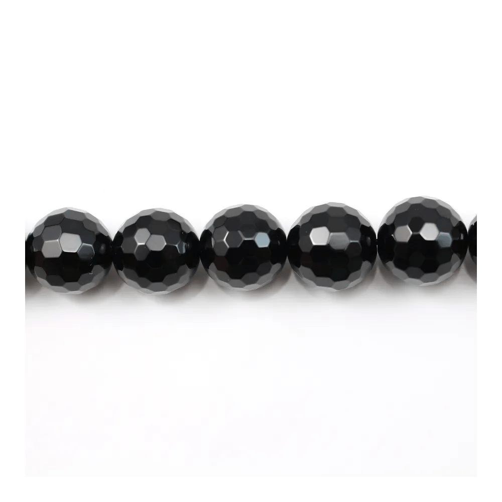 Onyx noir, ronde facette, 10mm x 40cm