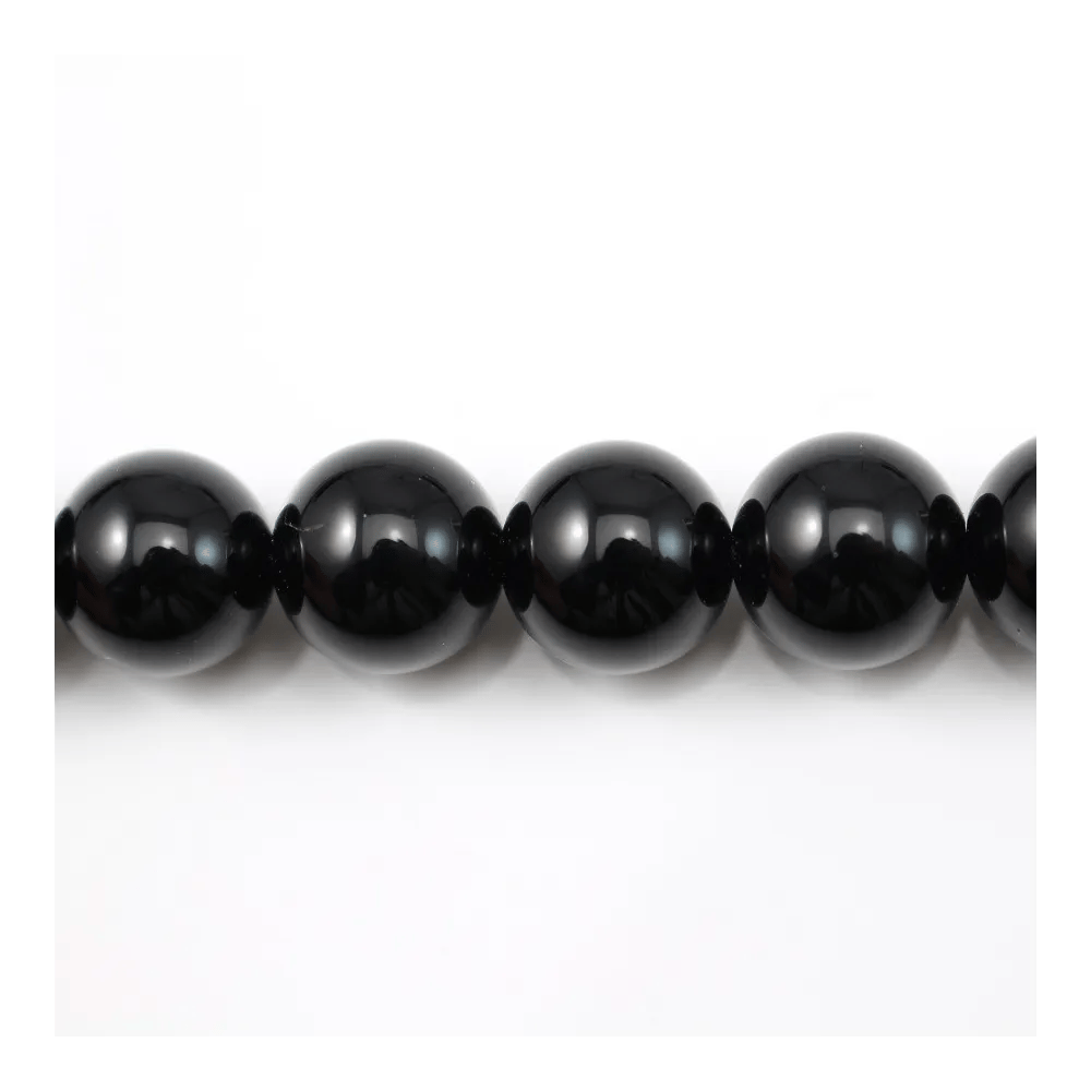 Agate Noire Ronde 14mm x 40cm