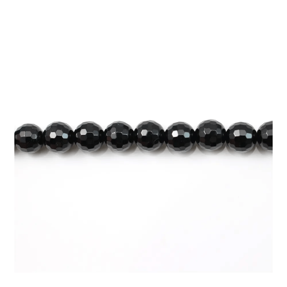 Agate Noire Ronde Facette 6mm