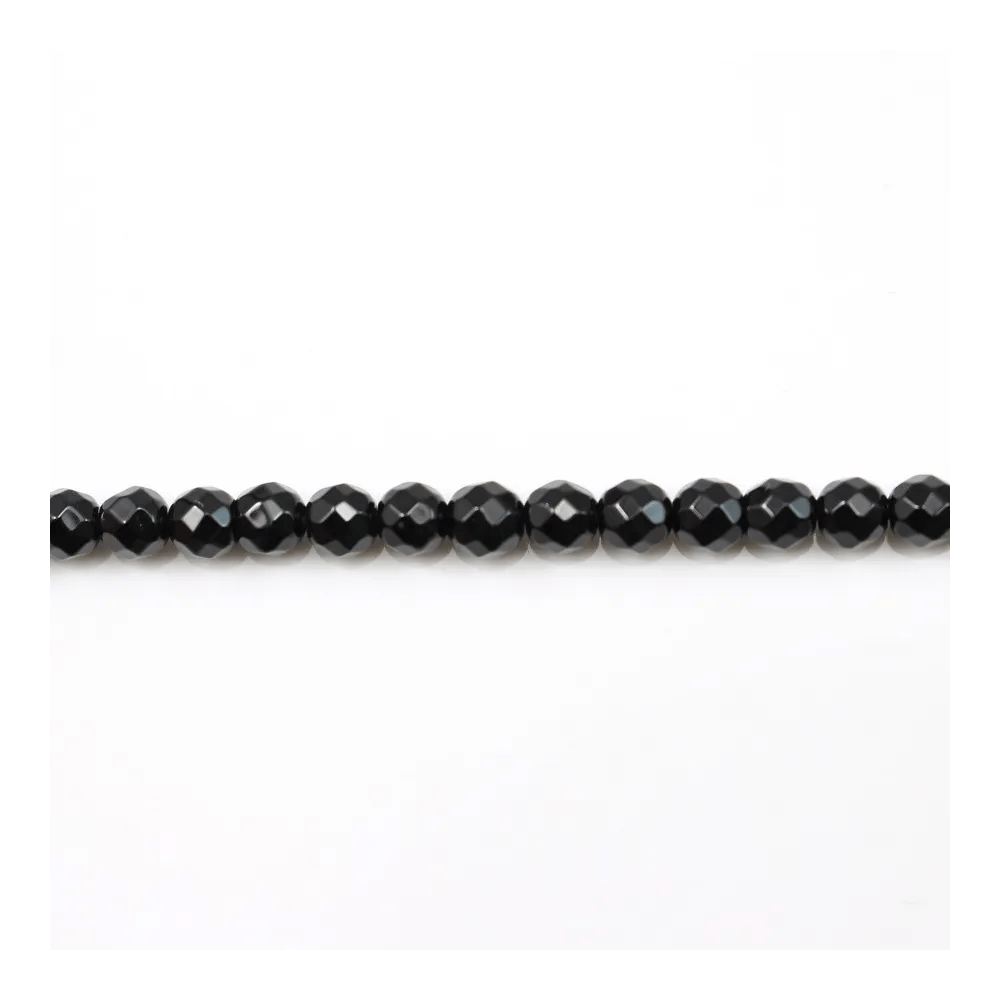 Black Agate Faceted Round 4mm