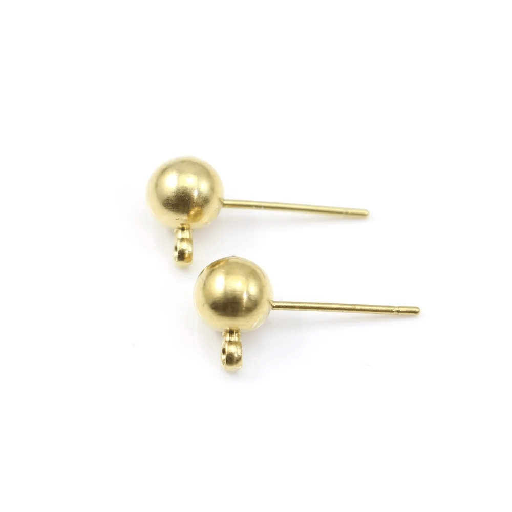 Clous d'oreilles boule en laiton brut 4mm x 10pcs