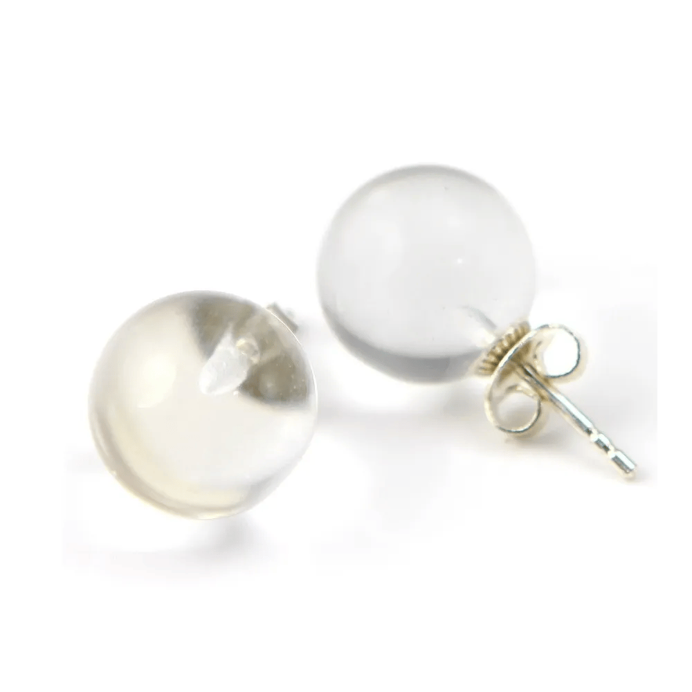 Boucles d'oreilles : cristal de roche & argent 925 12 mm x 2pcs 