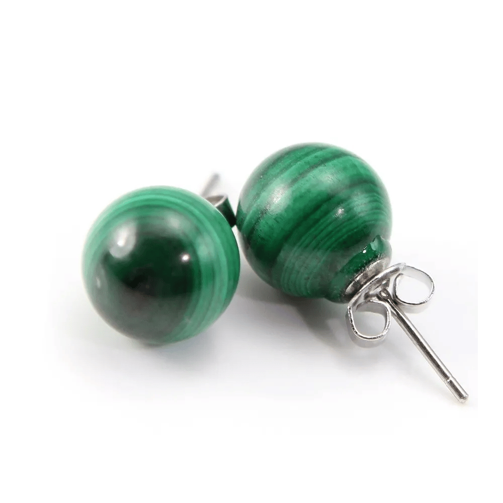 Boucles d’oreilles : malachite & argent 925 12mm x 2pcs 