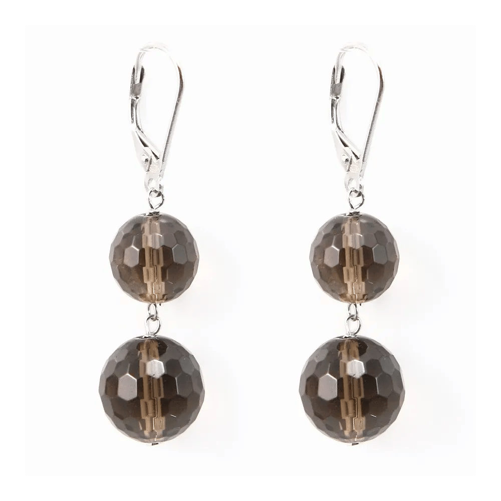 Boucles d'oreilles : quartz fumé & argent 925 x 2pcs  
