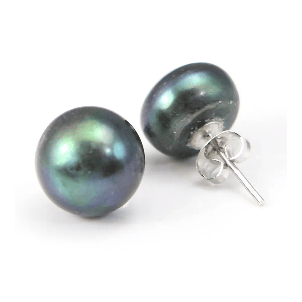 Boucle d'oreille argent 925 perle d'eau douce 12mm x 2pcs