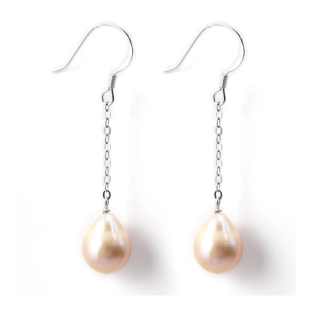 Bo argent 925 1 boule perle d'eau douce rose