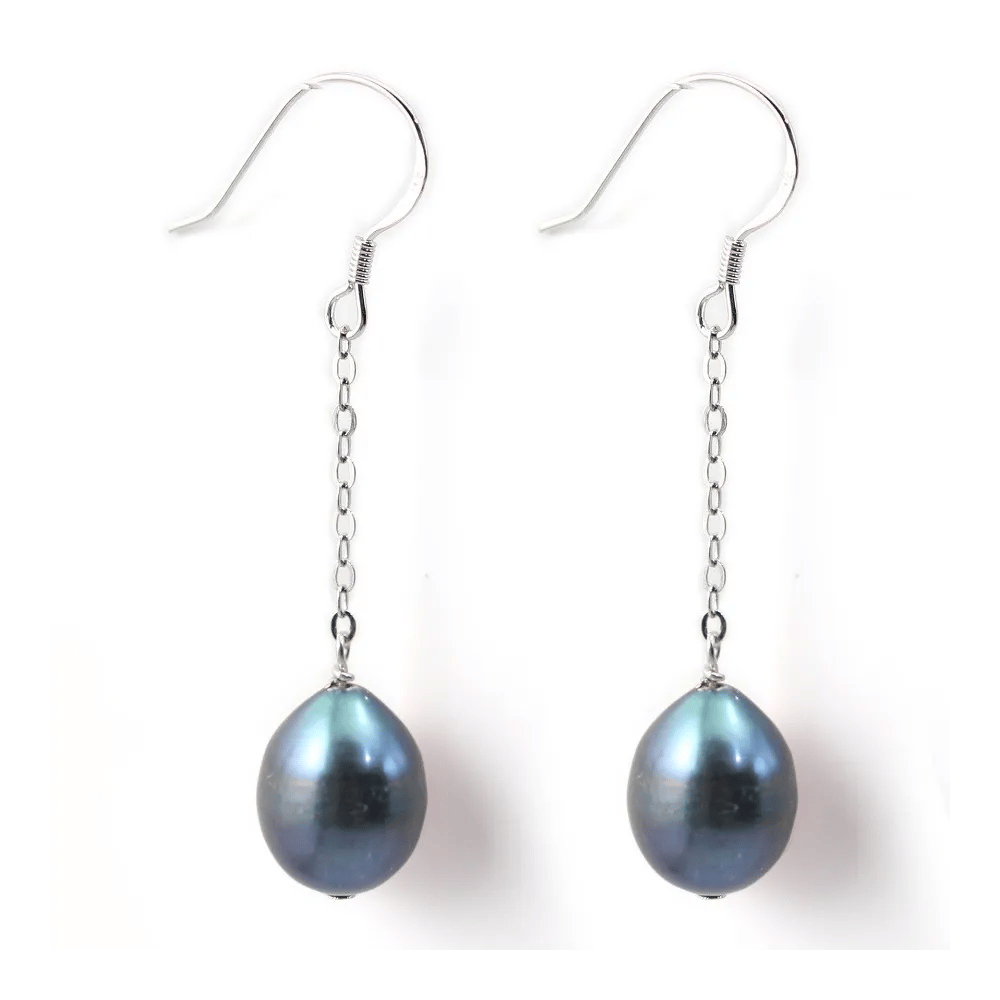 Earring silver 925 freshwater pearl black