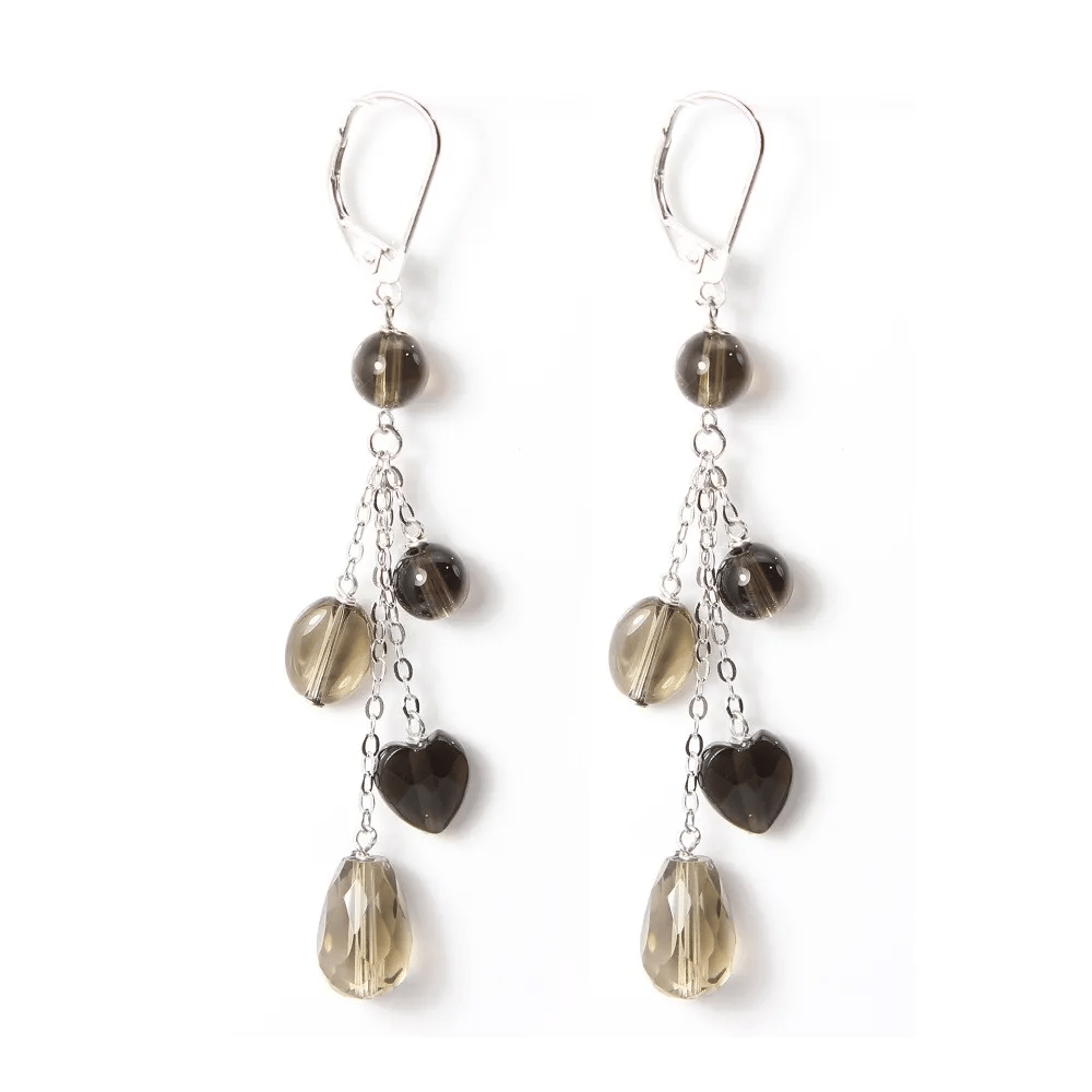 Boucle d’oreille argent 925 Quartez fume  x 2pcs