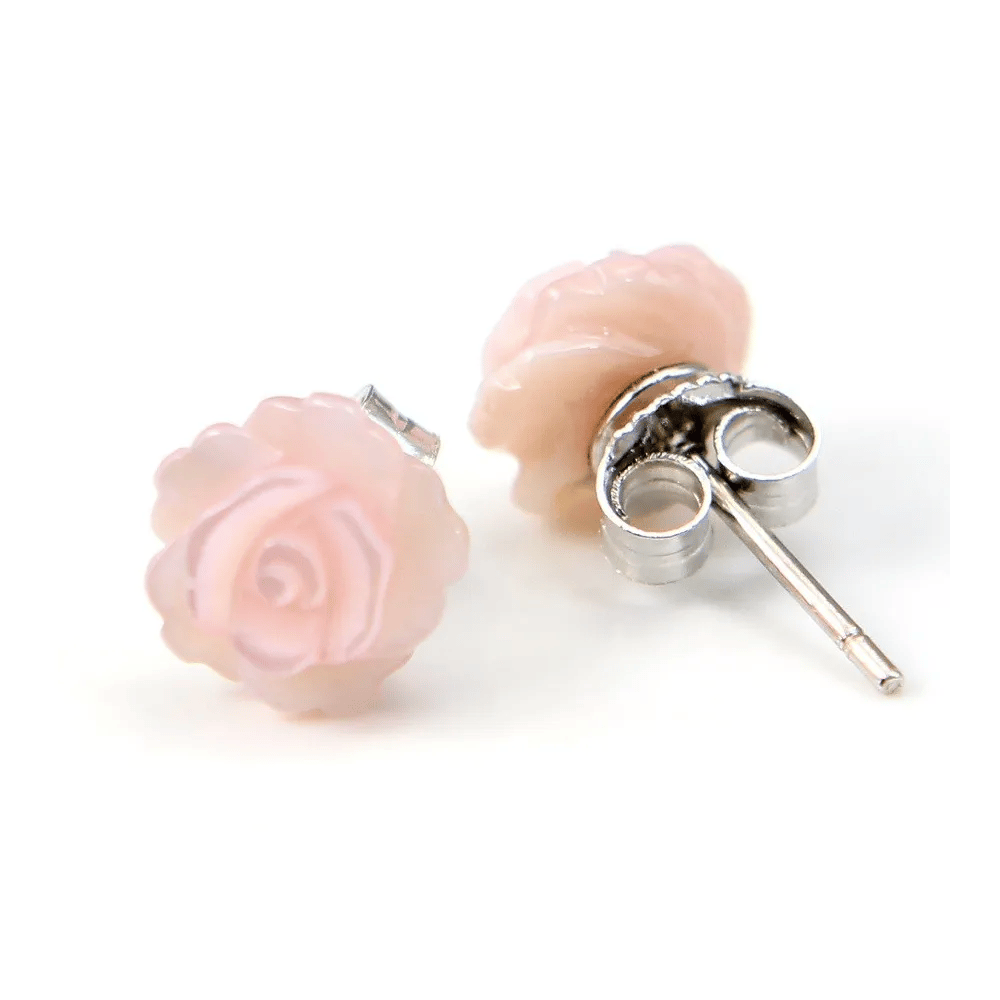 Boucle d'oreille argent 925 nacre en fleur 8mm x 2pcs 