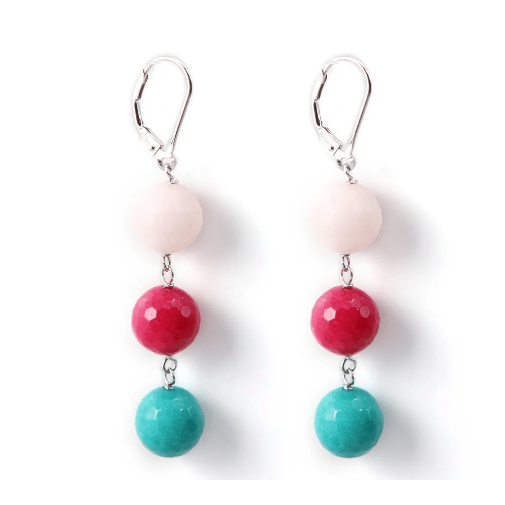 Boucle d'oreille argent 925  jade teinte  x 2pcs