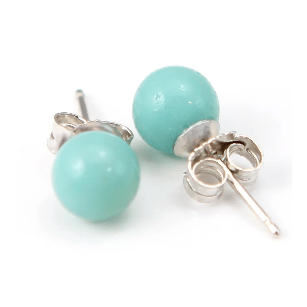 Boucle d'oreille argent 925 amazonite 6mm x  2pcs 