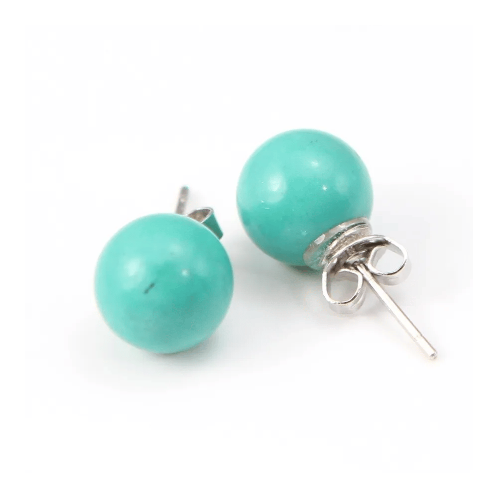 Boucle d'oreille argent 925 amazonite 8.5mm x  2pcs 