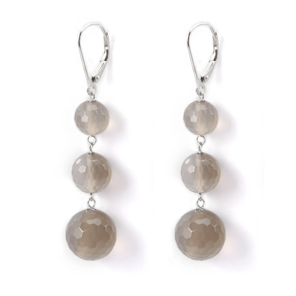 Boucle d'oreille argent 925 agate grise x 2pcs
