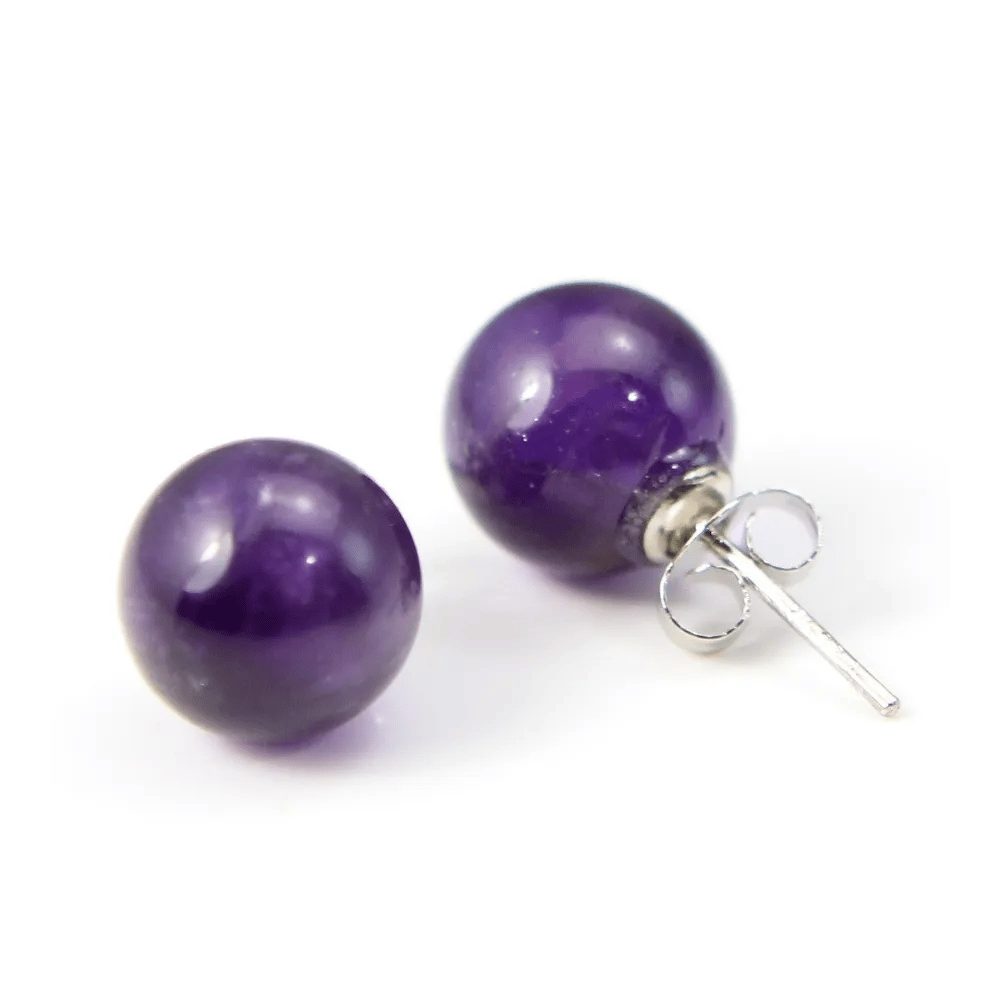 Boucle d'oreille argent 925 améthyste 10mm x 2pcs 