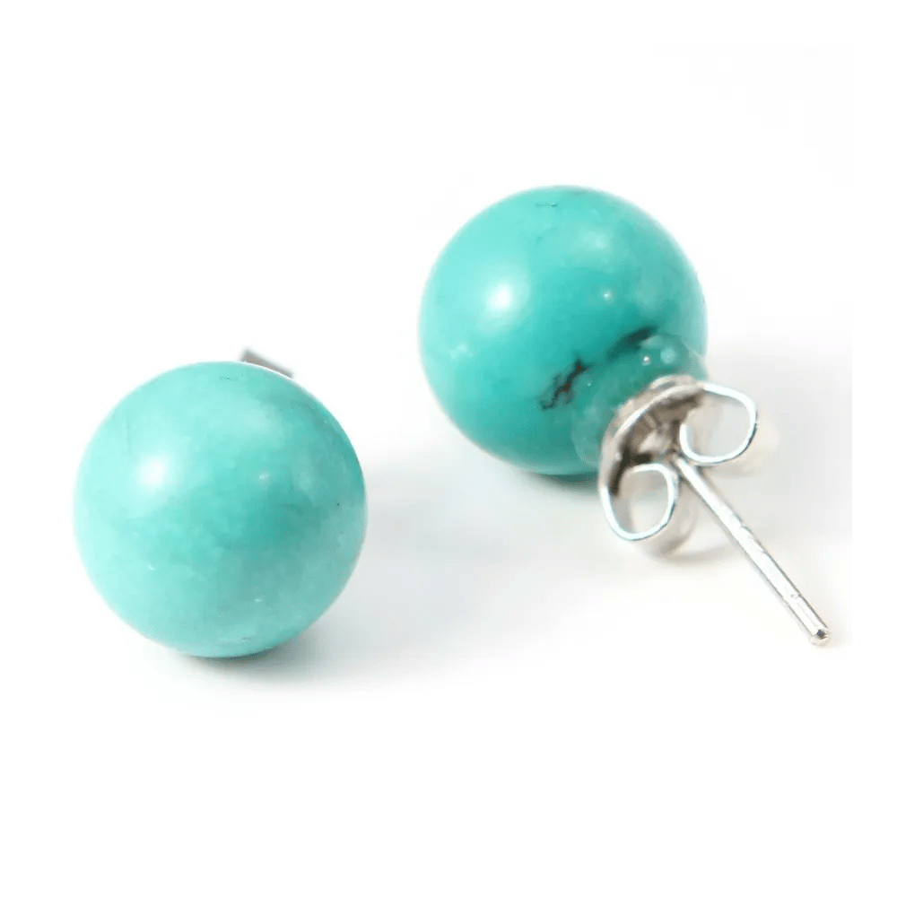 Boucles d'oreilles :  turqoise & argent 925 10mm x 2pcs