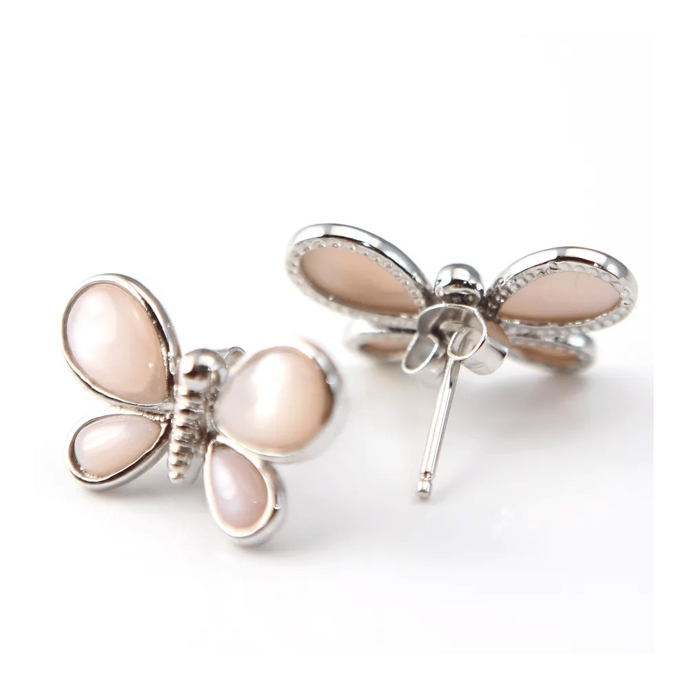 Earring silver 925 rose shell butterfly X2pcs 