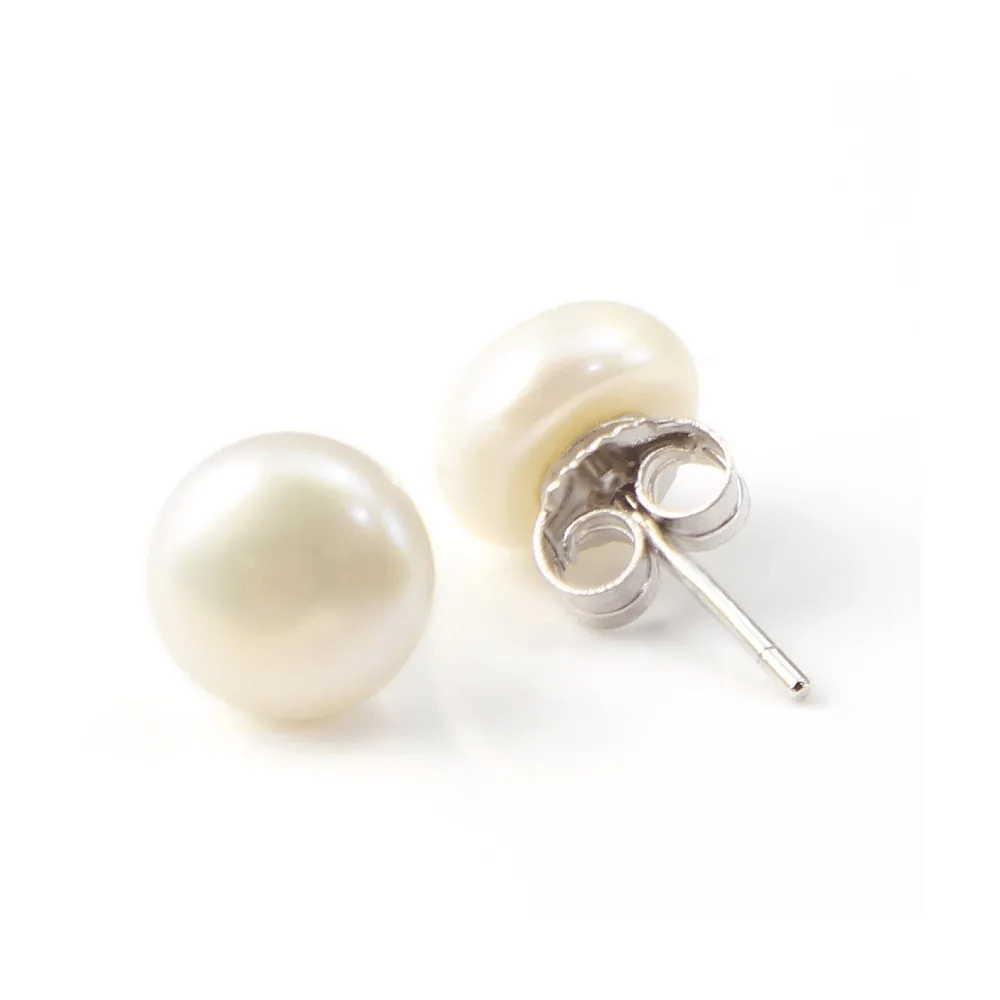 Boucles d'oreille  boule 6mm  perle d'eau douce x 2pcs 