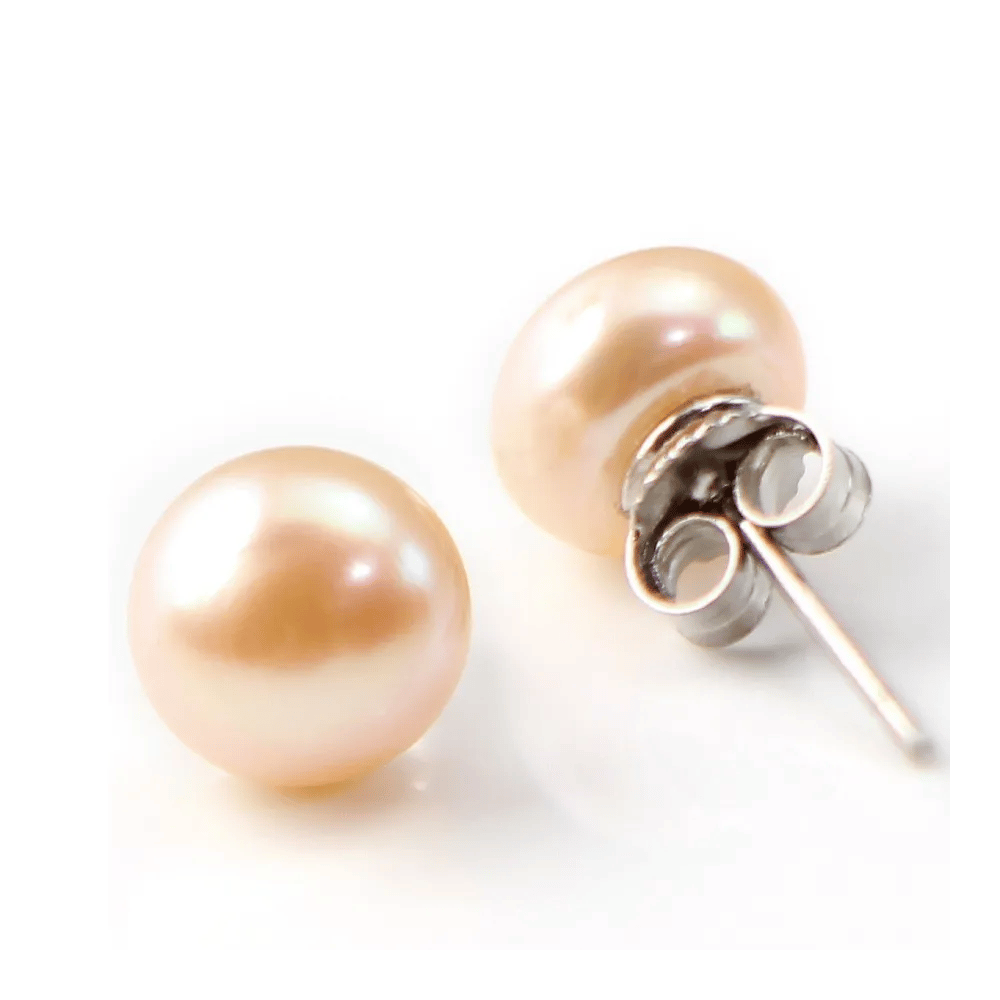 Boucle d'oreille argent 925 perle d'eau douce rose 7mm x 2pcs