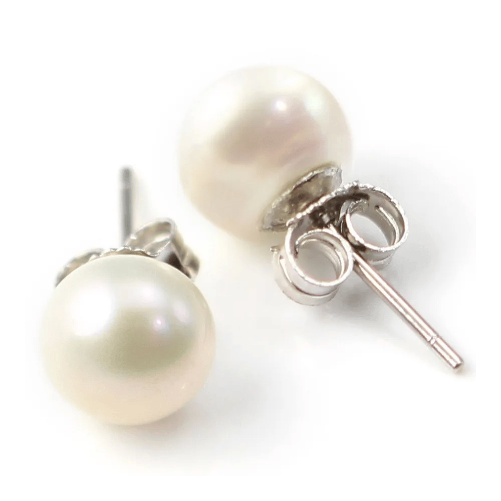 Boucle d'oreille argent 925 perle d'eau douce 8mm x 2pcs