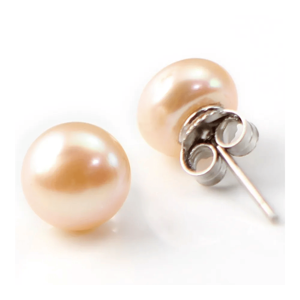 Boucle d'oreille argent 925 perle d'eau douce 8mm x 2pcs