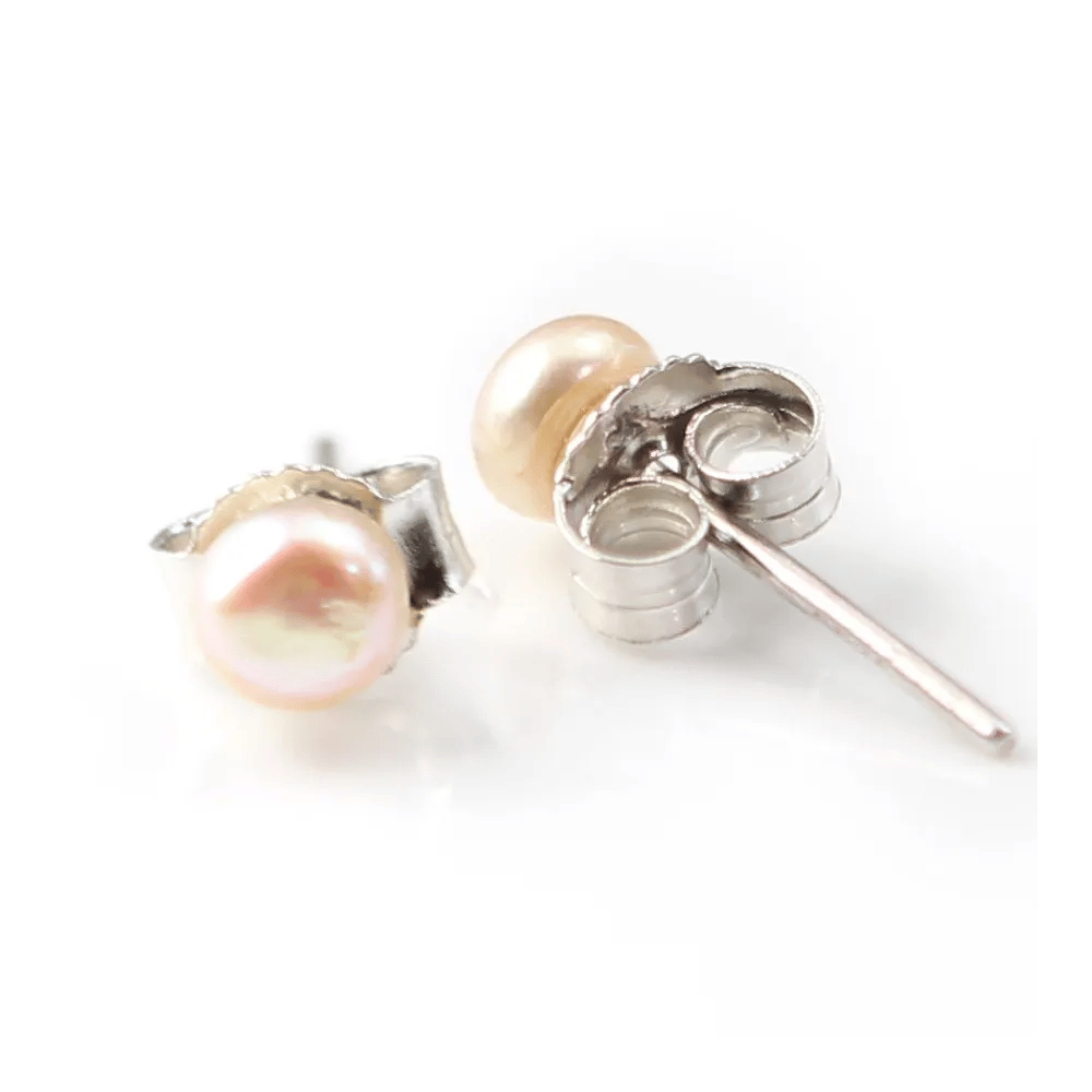 Boucle d'oreille argent 925 perle d'eau douce rose 4mm x 2pcs