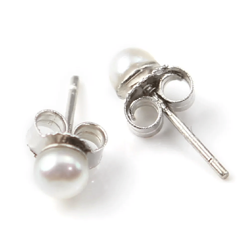 Boucle d'oreille argent 925 perle d'eau douce 4MM x 2pcs
