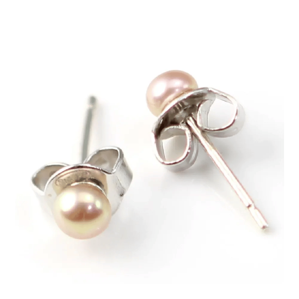 Boucles d'oreilles argent 925 perle d'eau douce 3mm x 2pcs