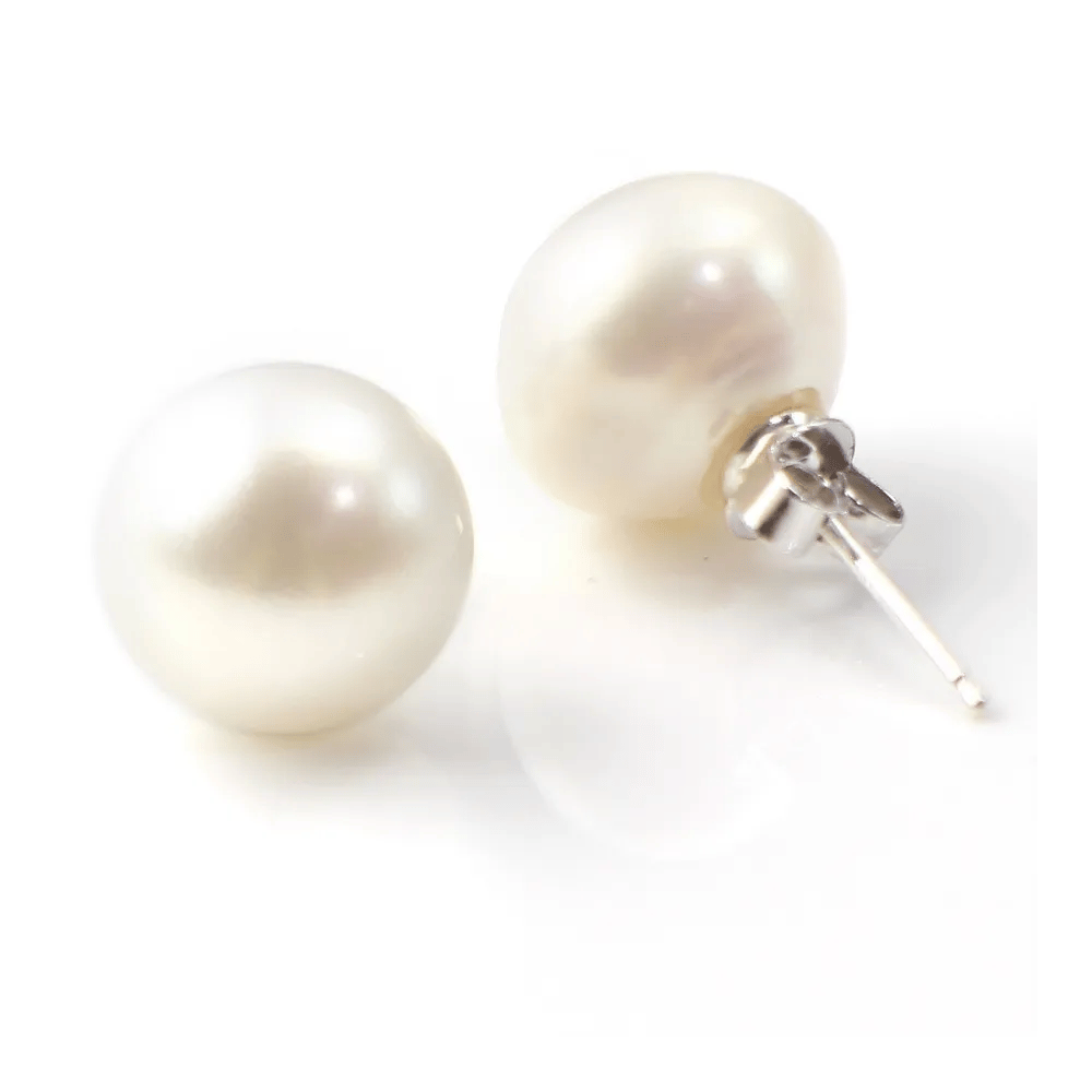 Boucle d'oreille argent 925  perle d'eau douce  11-12mm x 2pcs