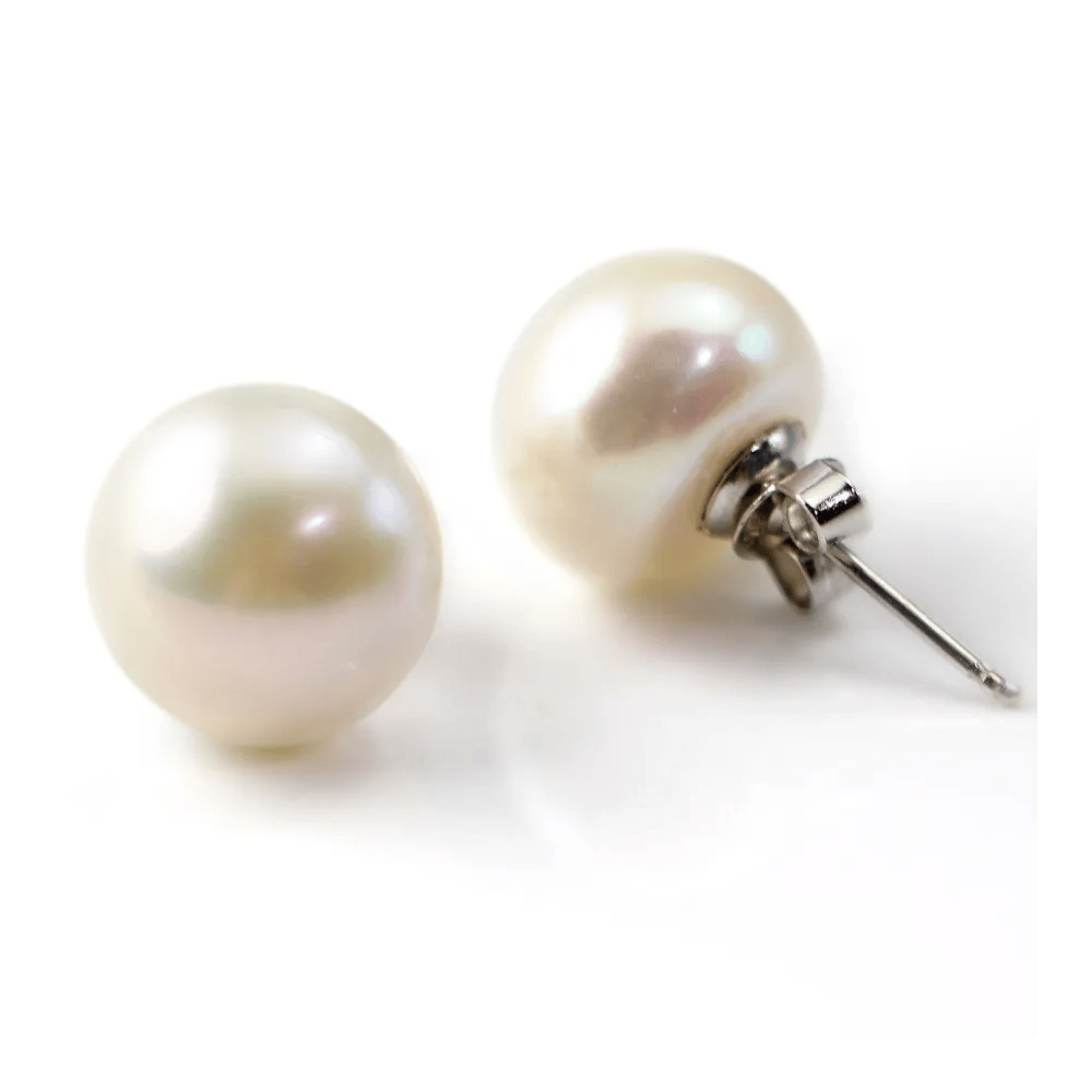 Earring silver 925  freshwater pearl 14mm x 2pcs