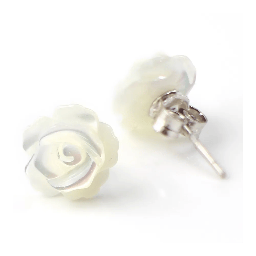 Boucle d'oreille argent 925 nacre en fleur 10mm x 2pcs