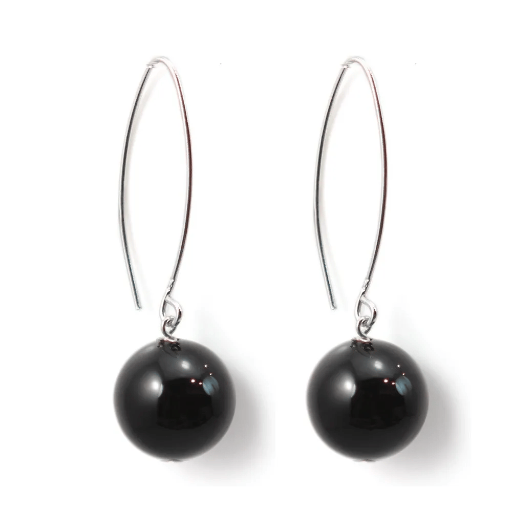 Boucles d'oreilles argent 925 agate noir 12mm x 2pcs 