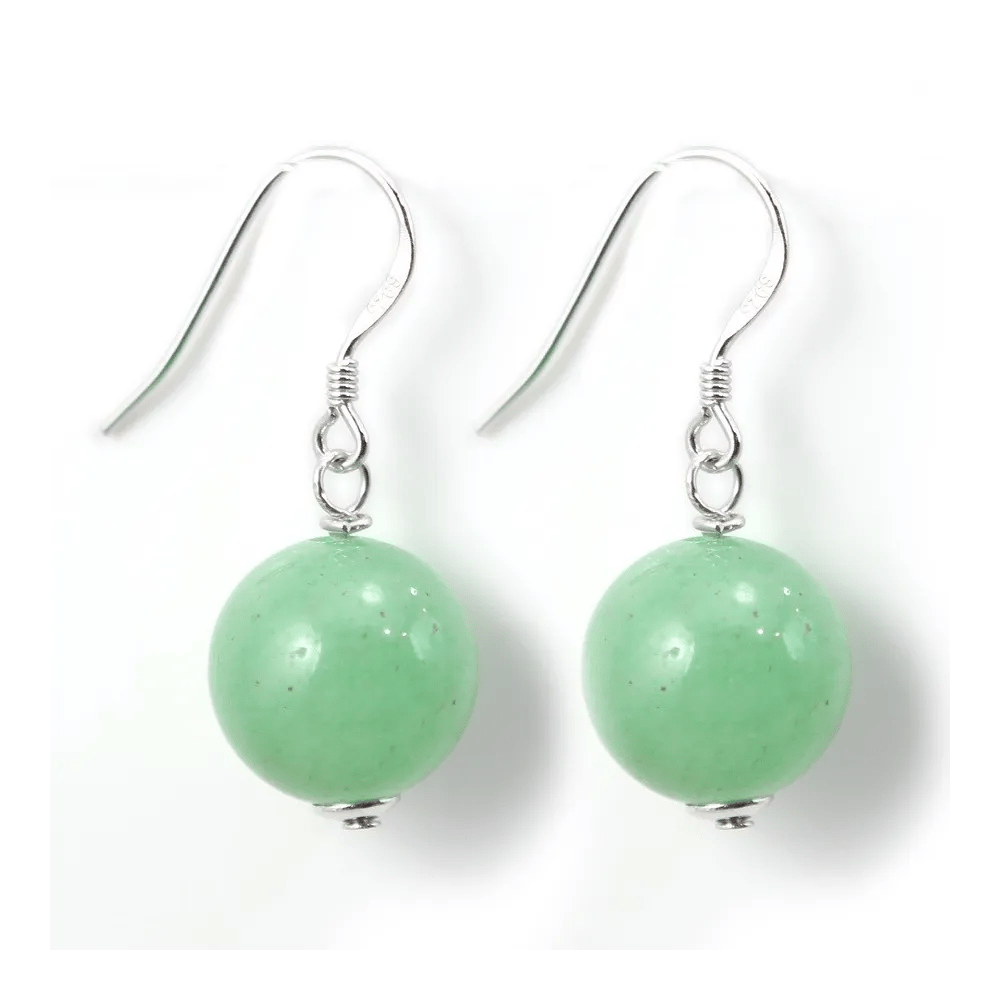 Boucle d'oreille argent 925 aventurine 12mm x 2pcs