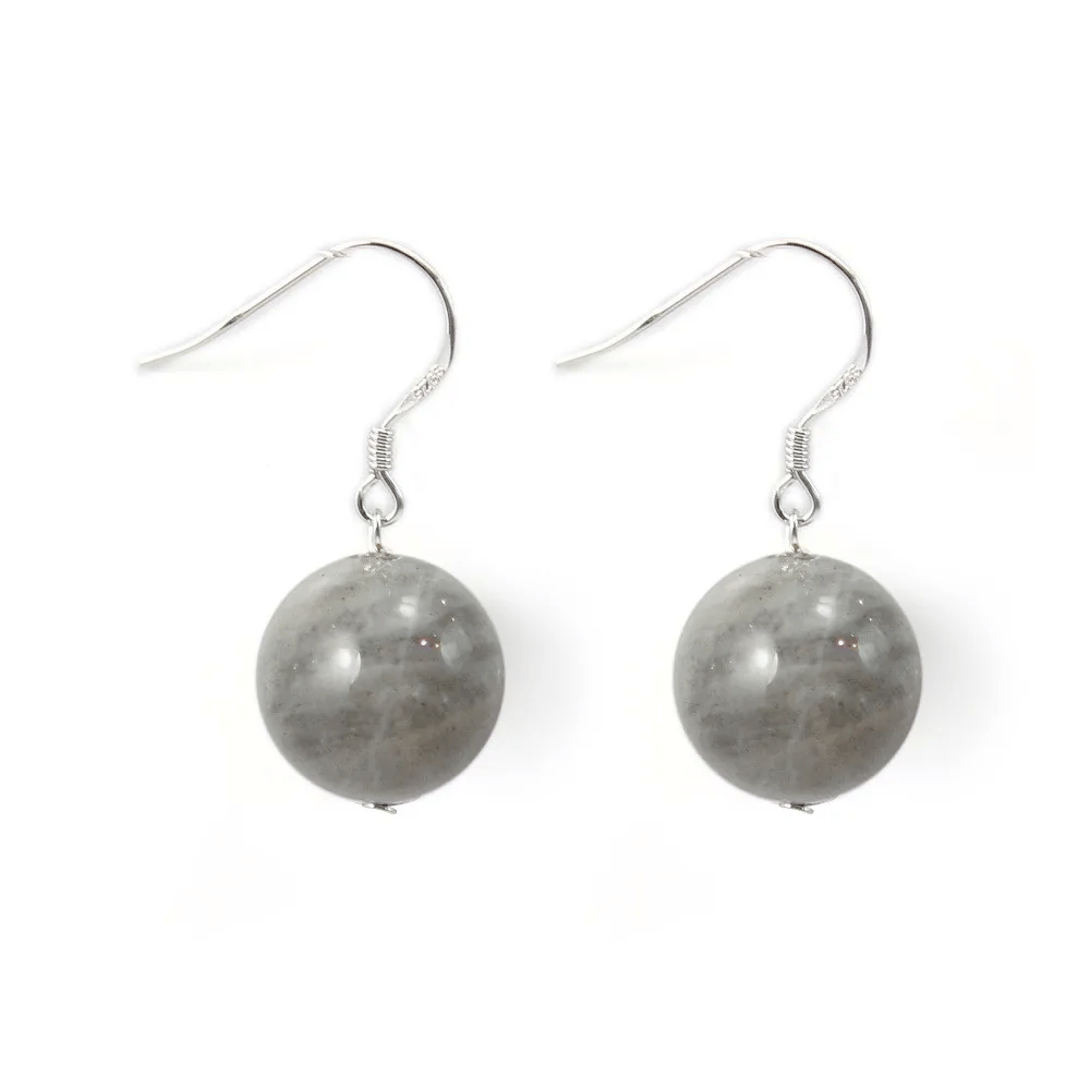Boucle d'oreille argent 925 labradorite 12mm x 2pcs  